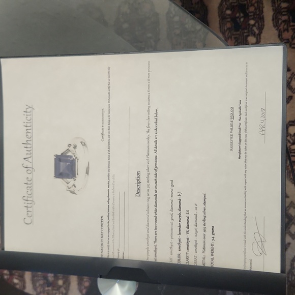 2.05CT Square Cut Mystic Topaz & 2 Dimond Ring - Picture 6 of 8